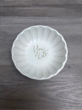 Yes Let's White Ceramic Trinket Dish